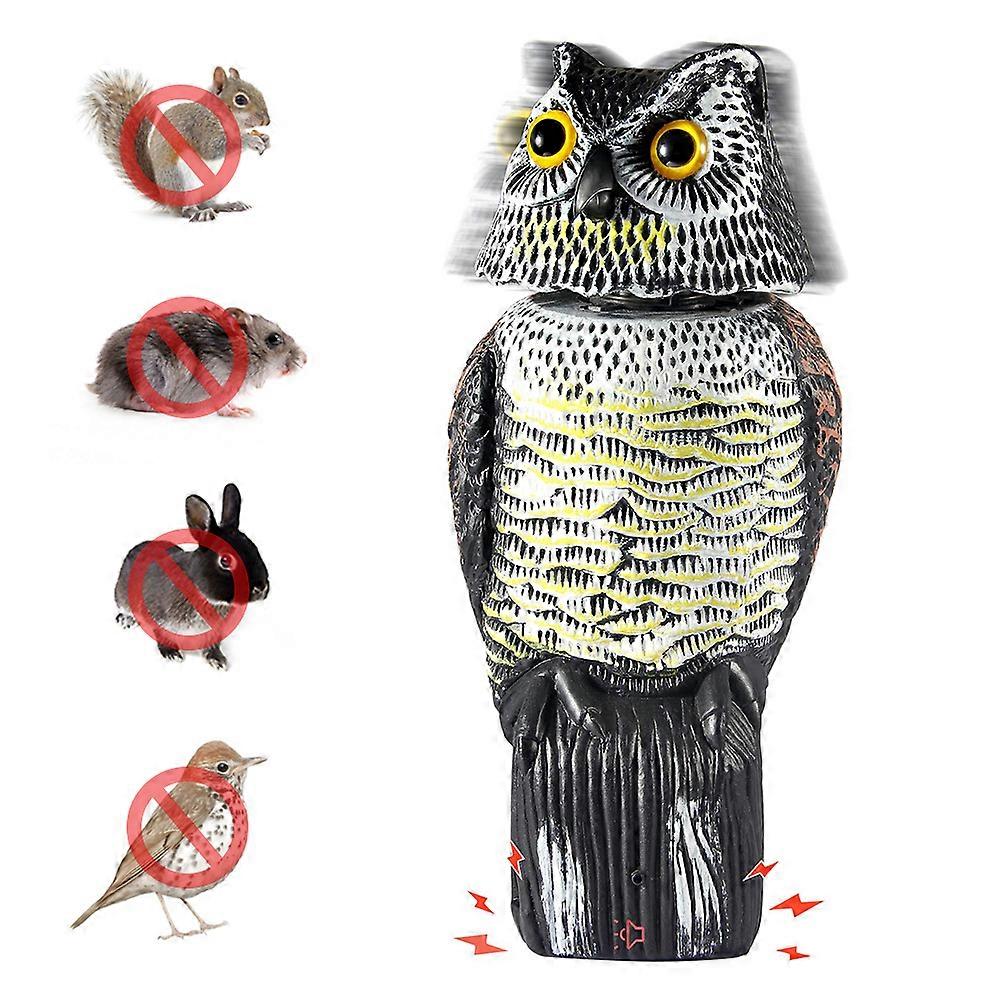Bird Repellent Owl Decoy - Rotating Head, Tweet Sound, 25pcs Minimum Order