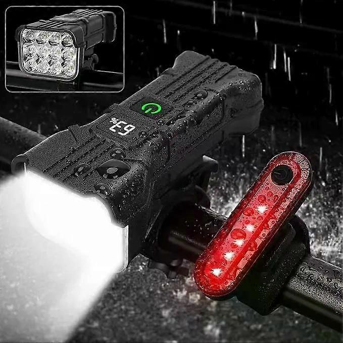 Bicycle light 140 decibel high brightness front light power display rechargeable bicycle flashlight suitable for night riding
