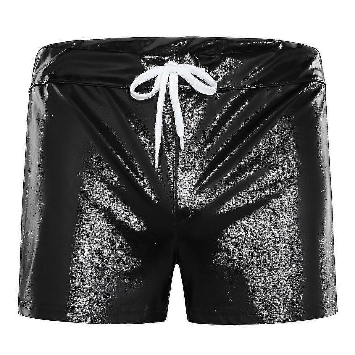 Mens Shiny Leather Shorts