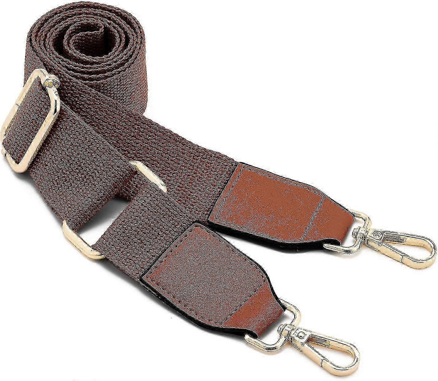 Adjustable Brown Leather Replacement Shoulder Strap for Women's Wide Shoulder Bags