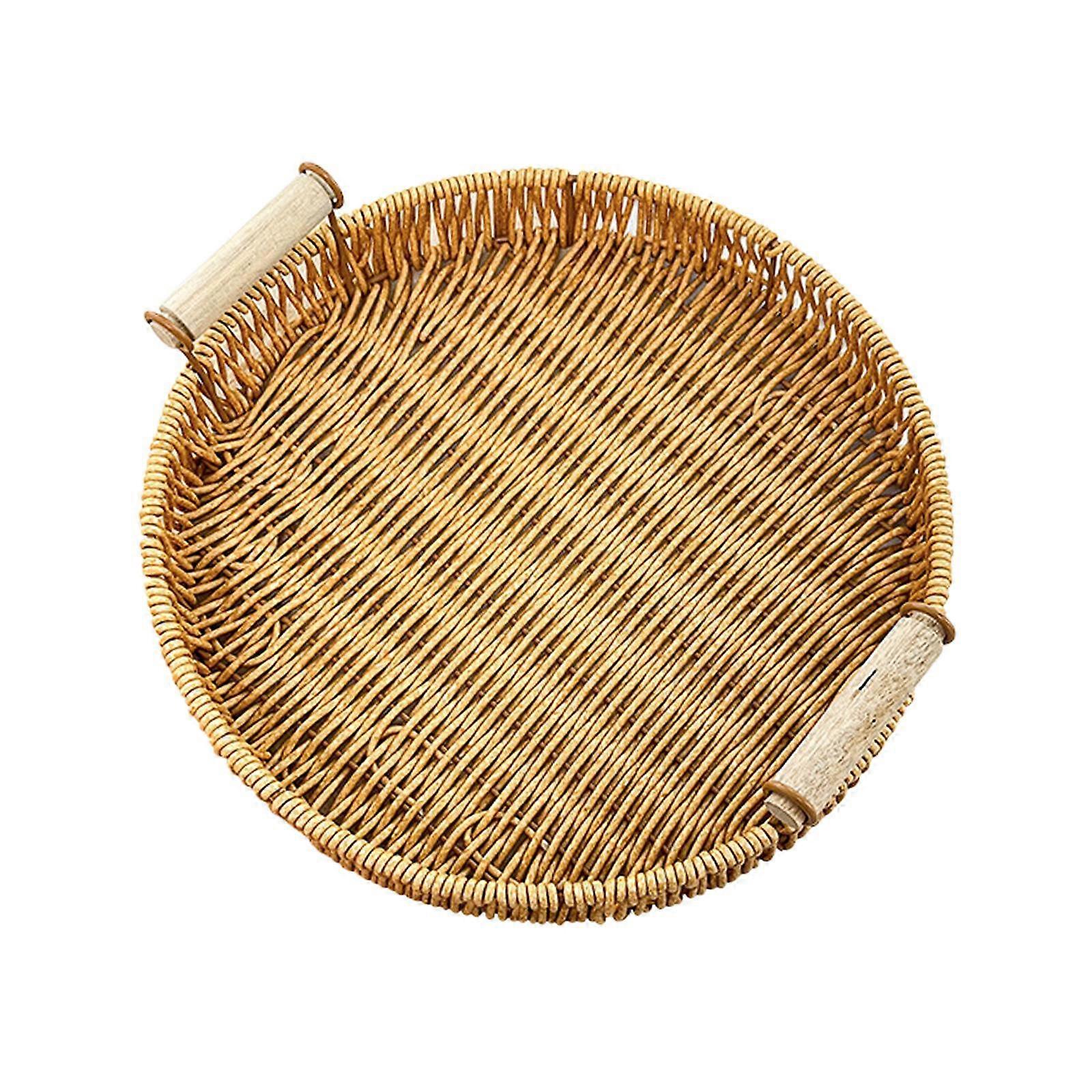 Woven Serving Tray Fruit Basket Round Home Decoration Multifunctional Bread