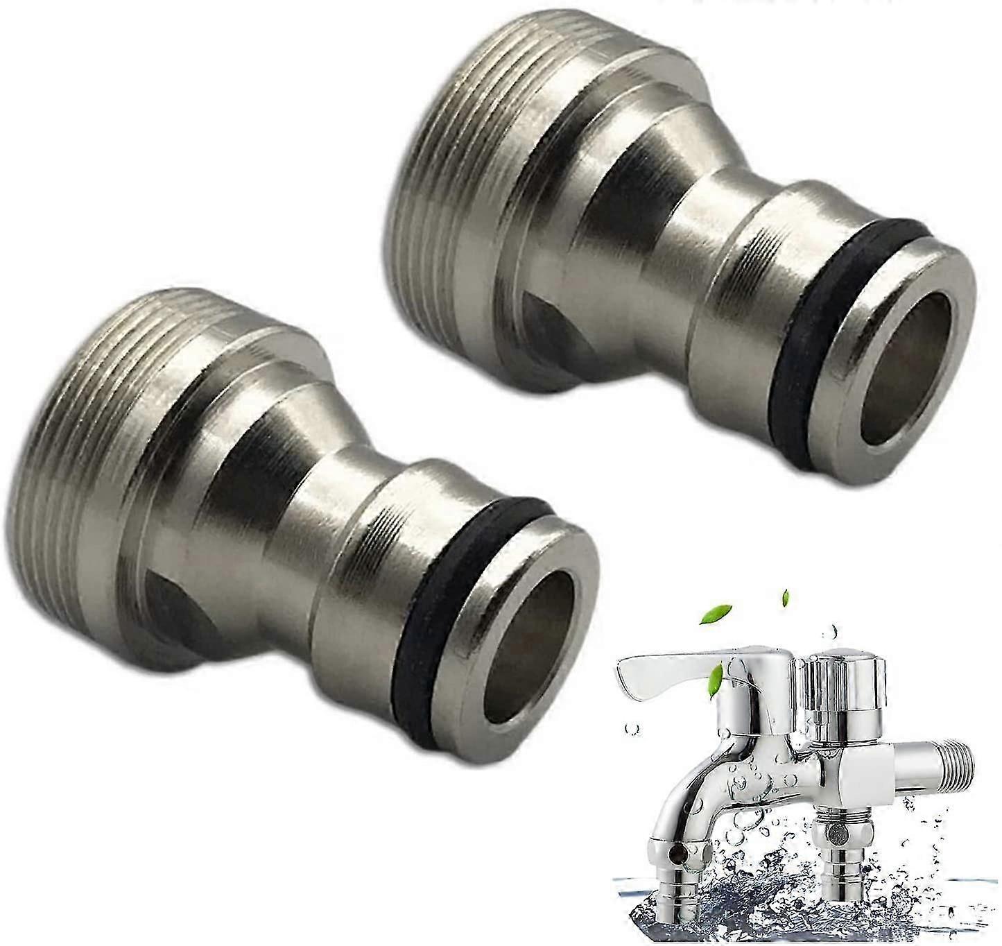 Brass Threaded Hose Connector Universal Faucet Adapter Hose Mixer Tap Connector Kitchen Adapter Faucet Adapter For Garden Hose 23MM Silver2pcs