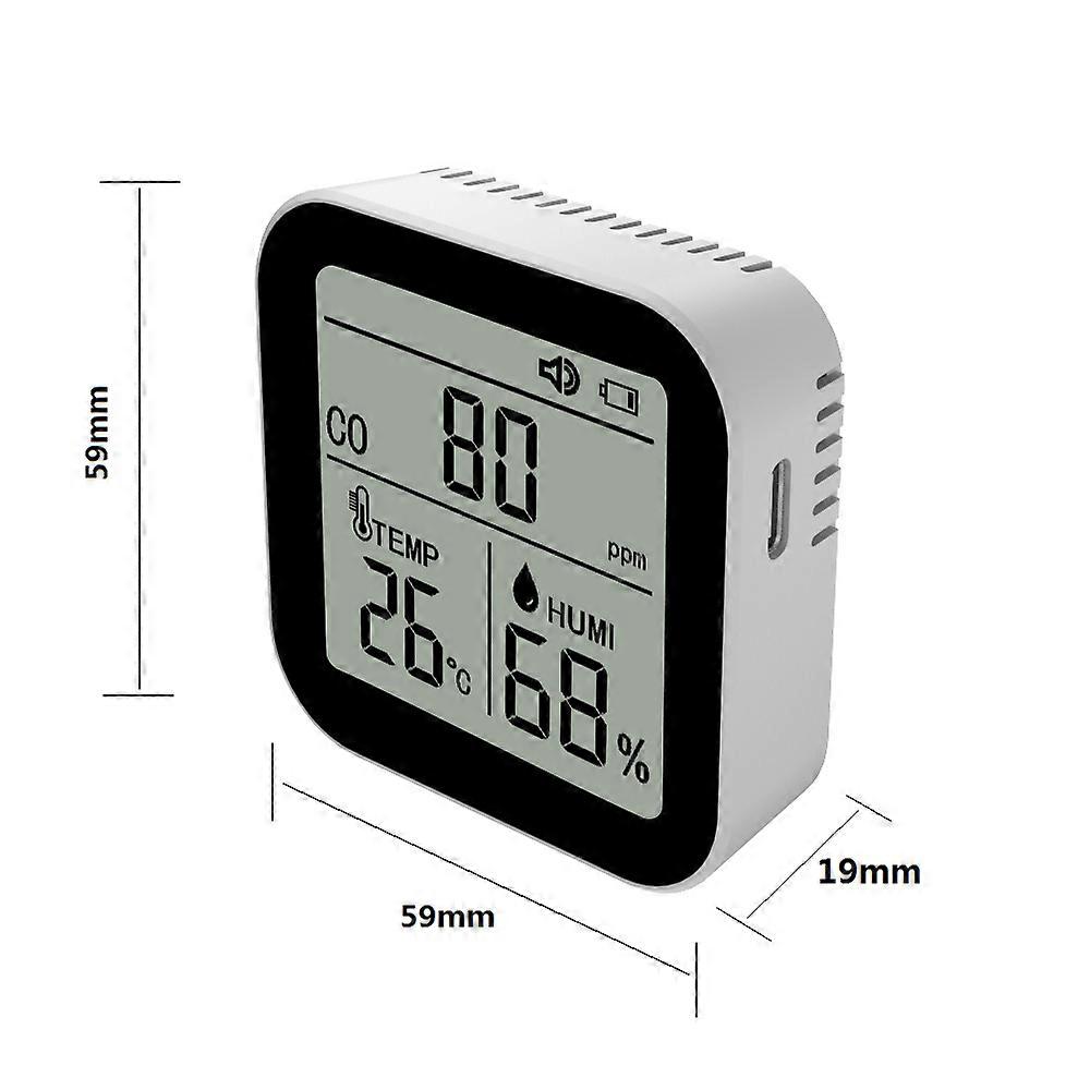 3 in 1 Air Quality Monitor High Accurate CO Carbon Monoxide Temperature Humidity Detector with Alarm Function for Home Office Car