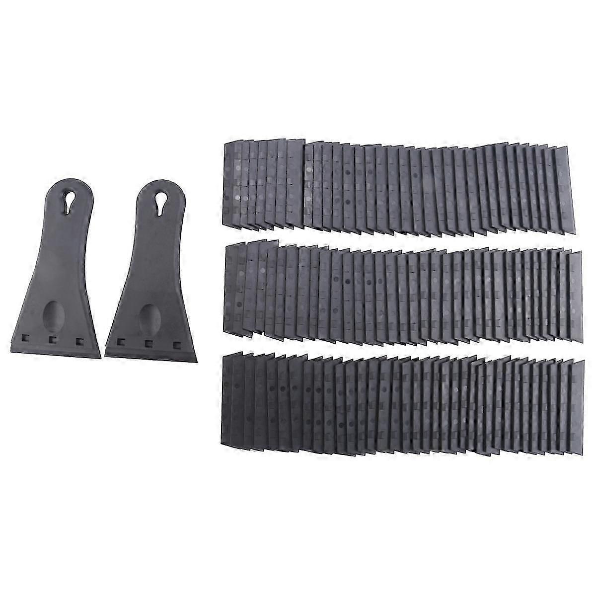 2 Pack Plastic Blade Scraper With 100pcs Single Edge Plastic Blades, Extra Big Scraper Tool For Rem