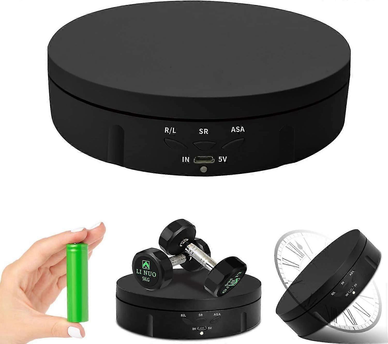 2024 Rechargeable Electric Turntable Display Stand, Three-speed Speed Adjustment, Adjustable Angle Charging, Suitable compatible Black Standard