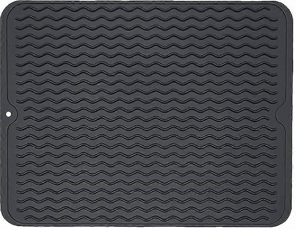 Große Silikon-Geschirrtrockenmatte, Abtropfmatte, Untersetzer, hitzebeständiges Küchenzubehör, 4540cm (schwarz)