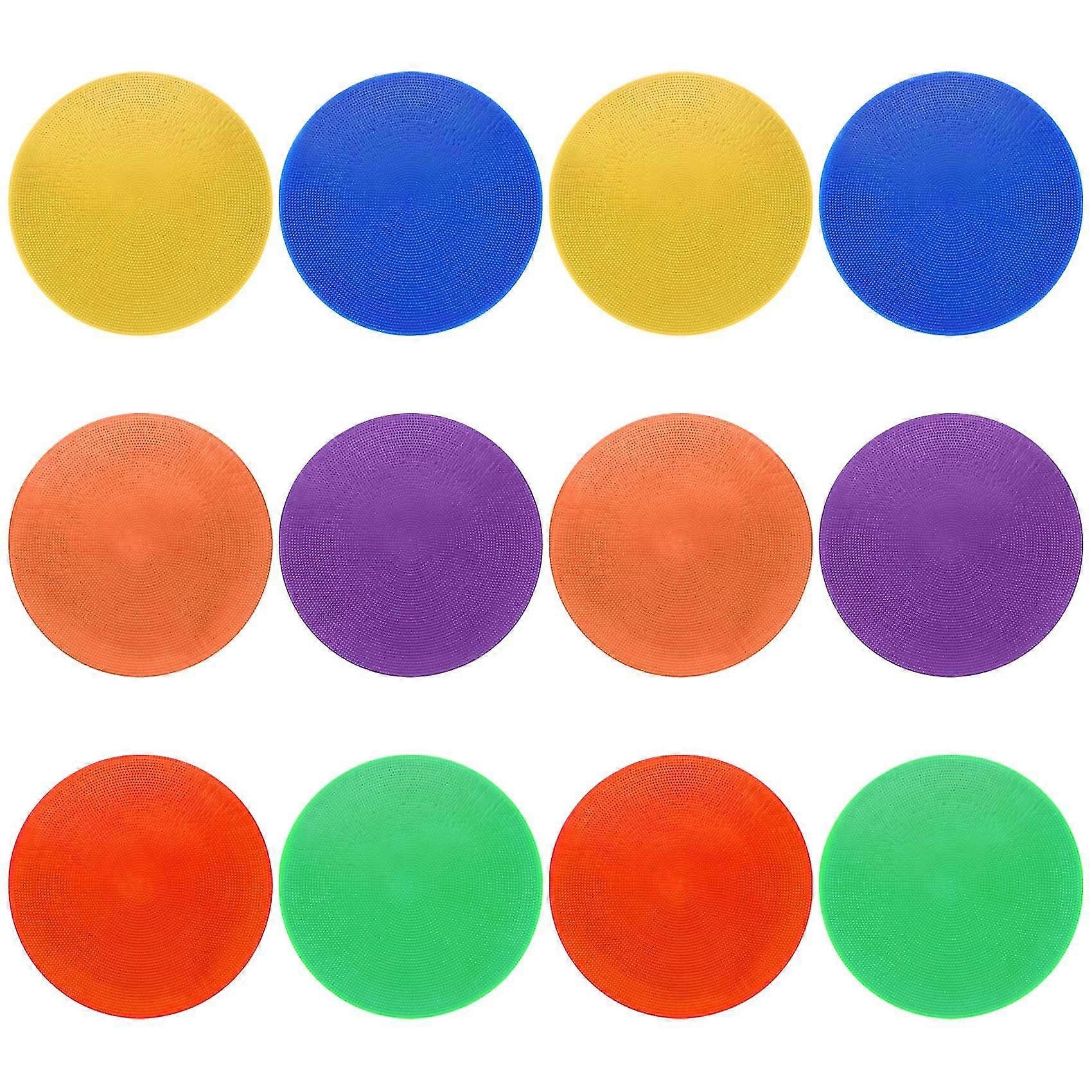 12pcs Colored Spot Marker Non-slip Agility Markers Flat Cones Dots For Football Basketball Training Dance Practice