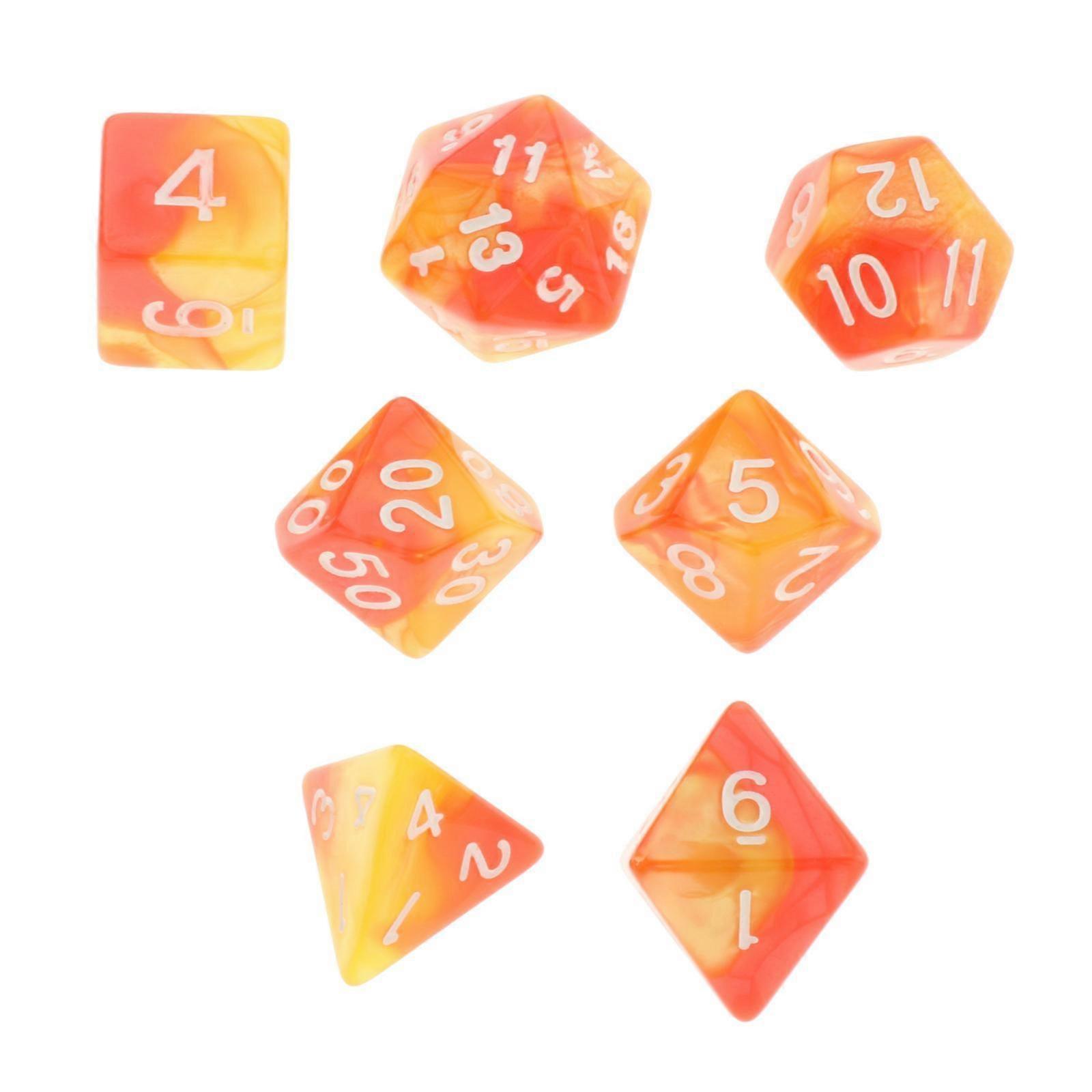 7-Pack Multi Sided Die for DND, MTG, RPG, Table Borad Games, Math Teaching