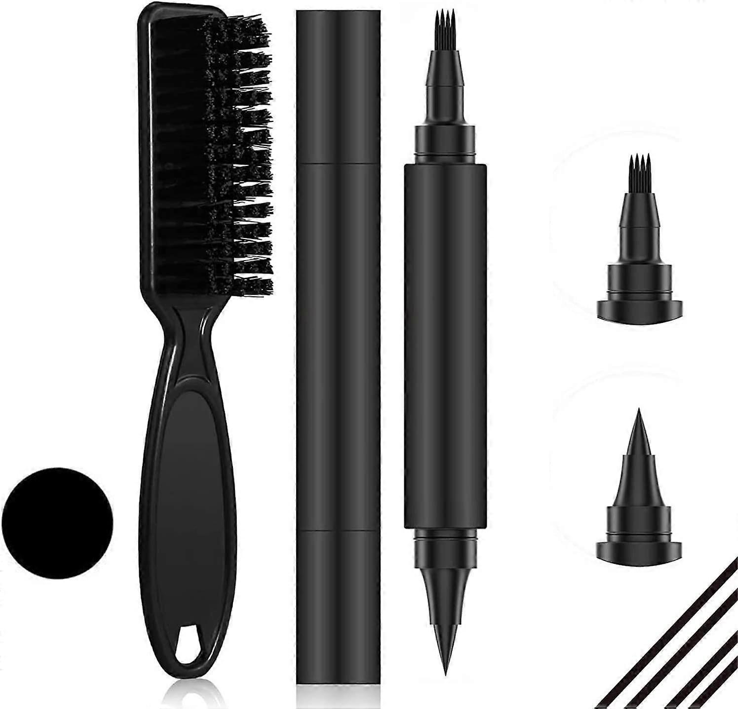 Doppelkopf-Bartfüller-Stift, 2-in-1-Bartfüller-Stift, Bartfüller-Bleistift, wasserdichtes Bartfüllstift-Kit, effektive Verbesserung der Gesichtsbehaarung Bartstift 