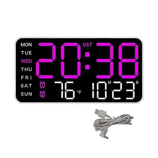 Digital Wall Clock Large Display Auto Dimming Easy-Setup Temperature Calendar Countdown Timer