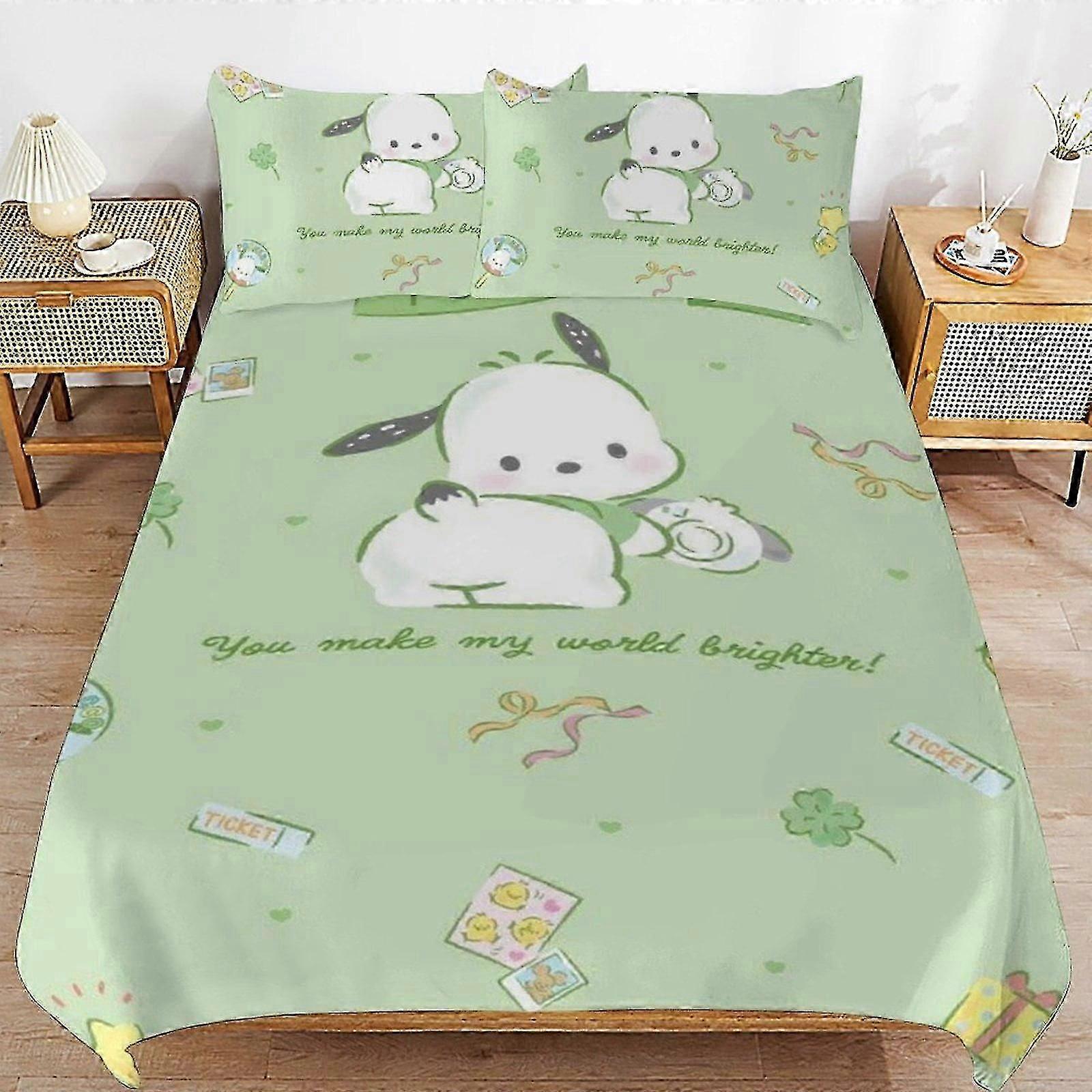 b50 ملاءات سرير غطاء لحاف Pochacco طقم مغطى 3 قطع 1 غطاء لحاف و 2 غطاء وسادة ملاءات سرير gb50