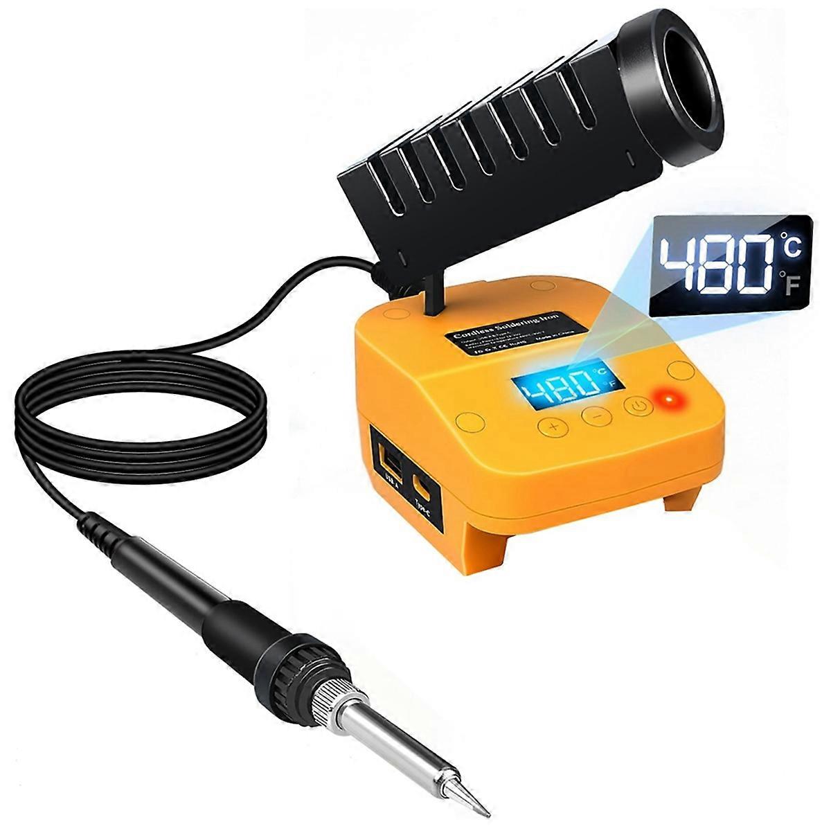 Cordless Soldering Station for 20V Battery Portable Digital Display Soldering Iron Station with USB&Type-C Port