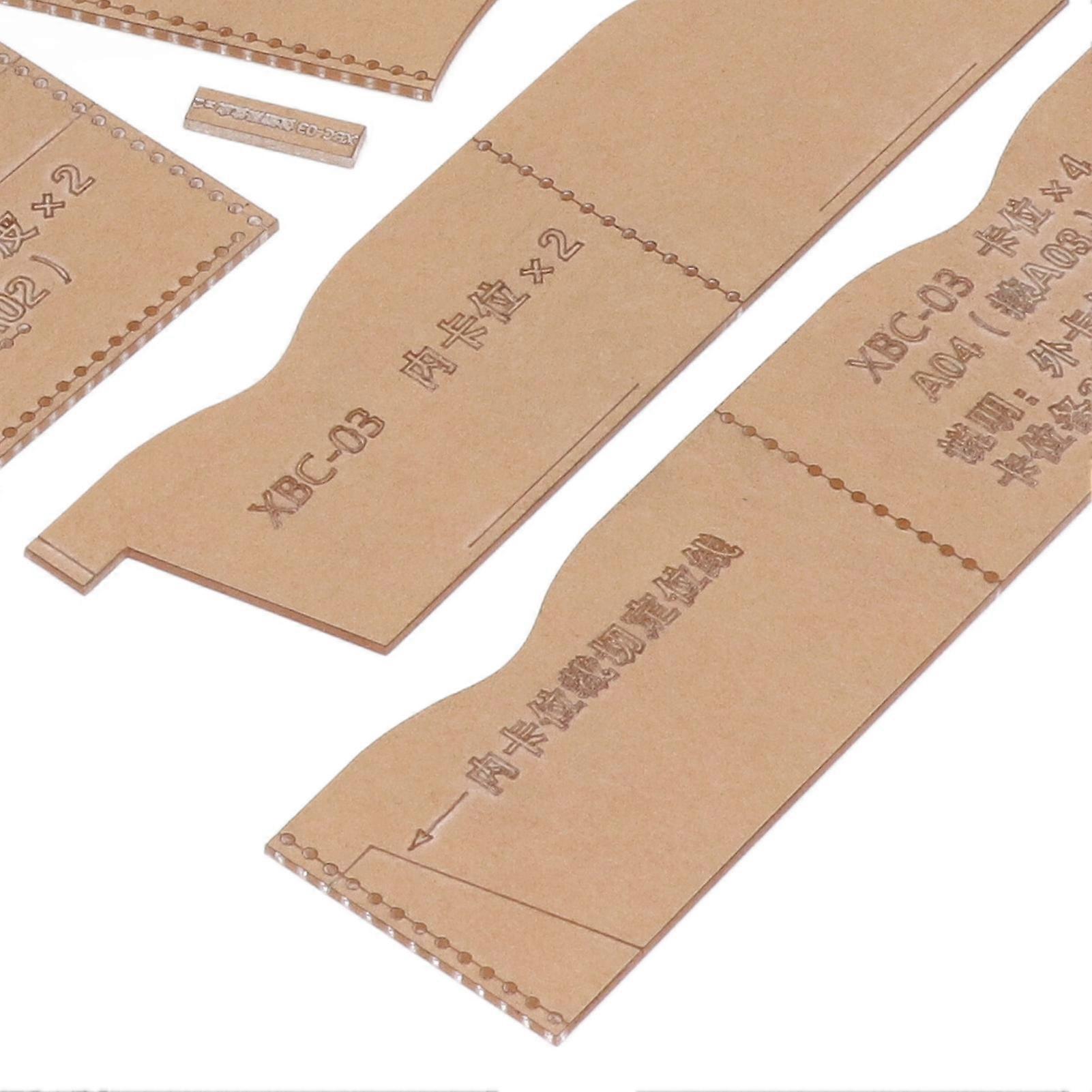 8pcs Acrylic Professional Precise Cutting Clear Long Wallet Pattern Template for DIY Hand Craft