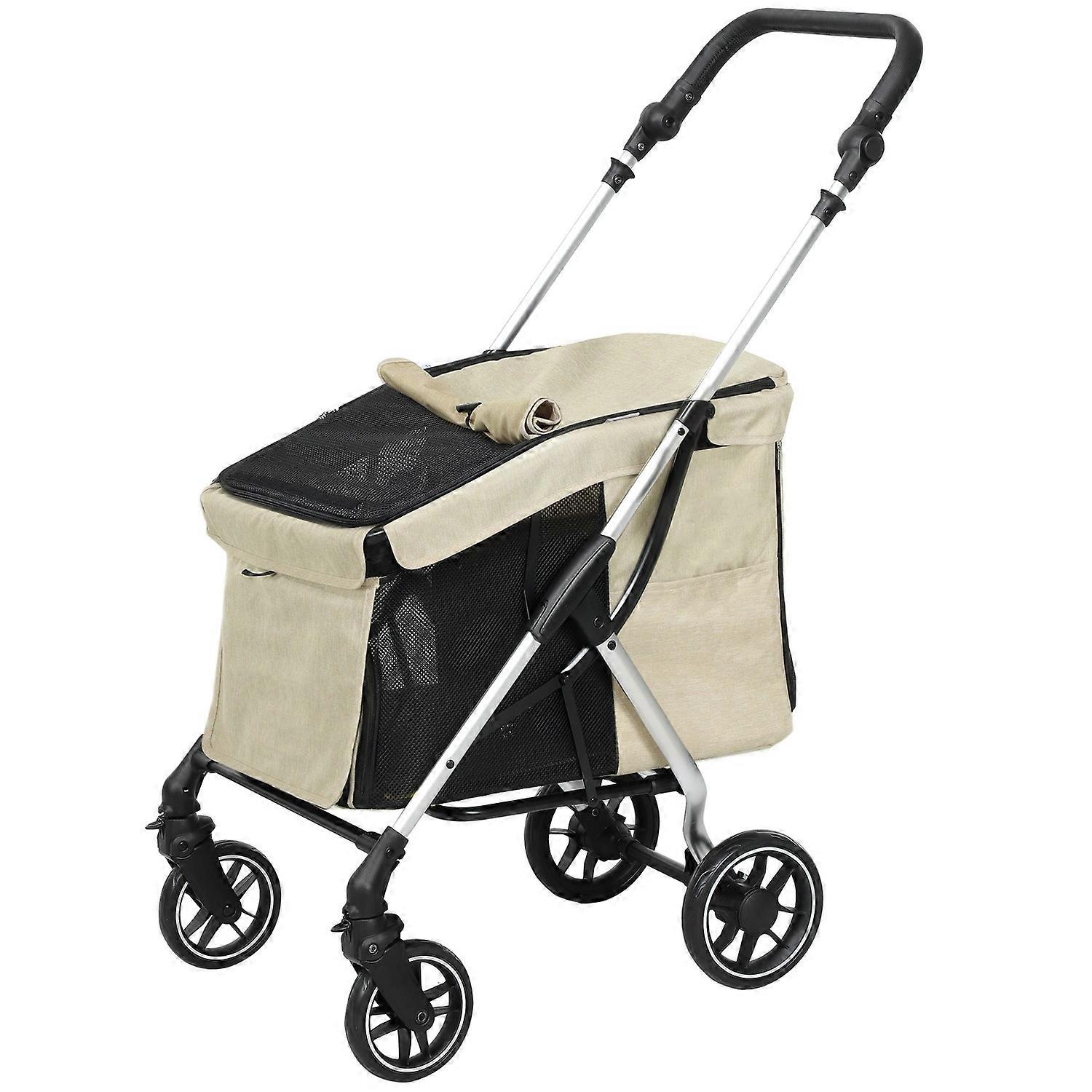 Dog stroller, lightweight aluminium dog stroller, foldable for dogs and cats up to 10 kg, cat stroller with