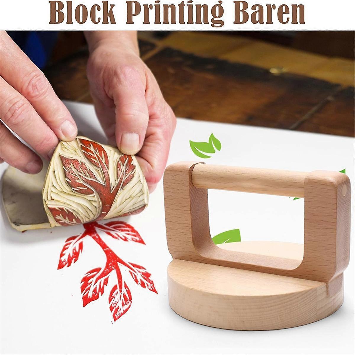 2 Pcs Block Printing Baren, Wood Baren Printmaking Tool