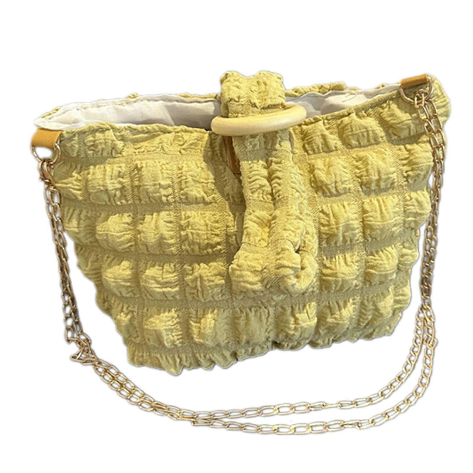 レディースショルダーバッグクロスボディバッグプリーツデザインと用途の広いスタイルイエローのための高品質のナイロンハンドバッグ