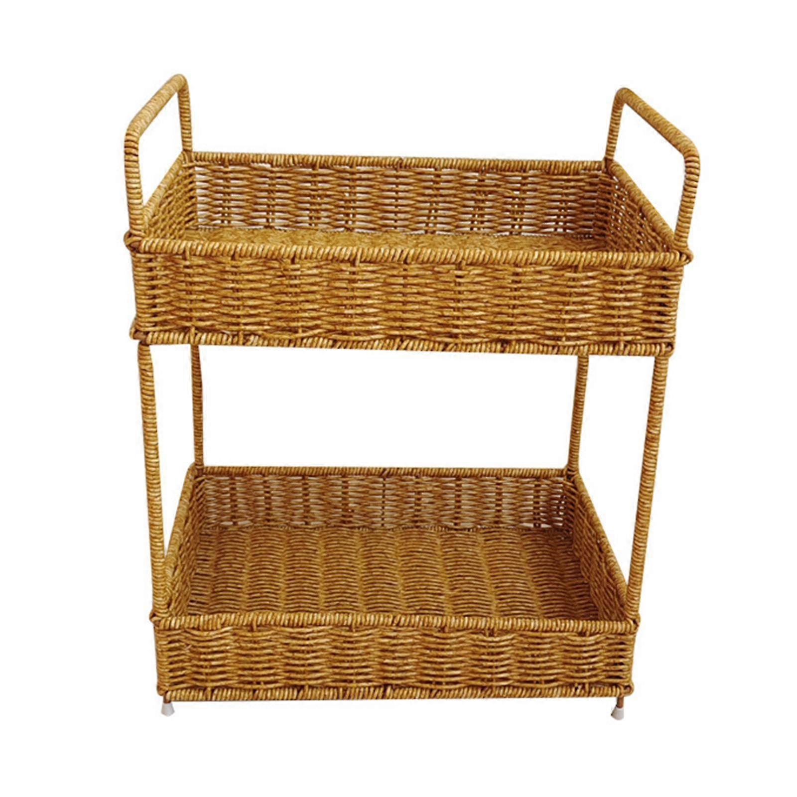 Woven Wall Basket Two Layer Woven Desktop Storage for Umbrellas Home Wedding