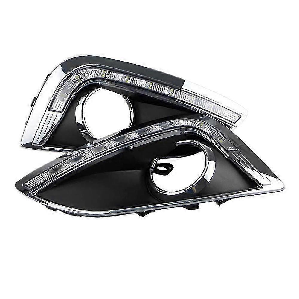 1Pair Daytime Running Light with Fog Lamp Hole Corner Light Signal Lamp Assembly for IX35 2010-2013