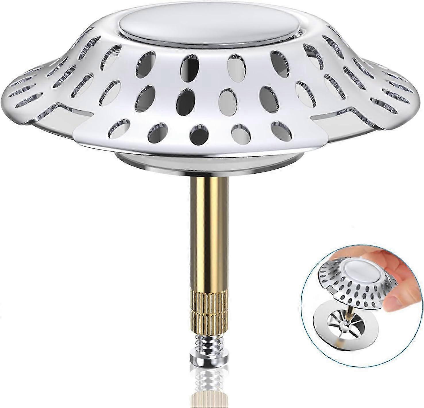 Kombinierter Ablassstopfen und Badewannen-Haarsieb mit 2-in-1-Design