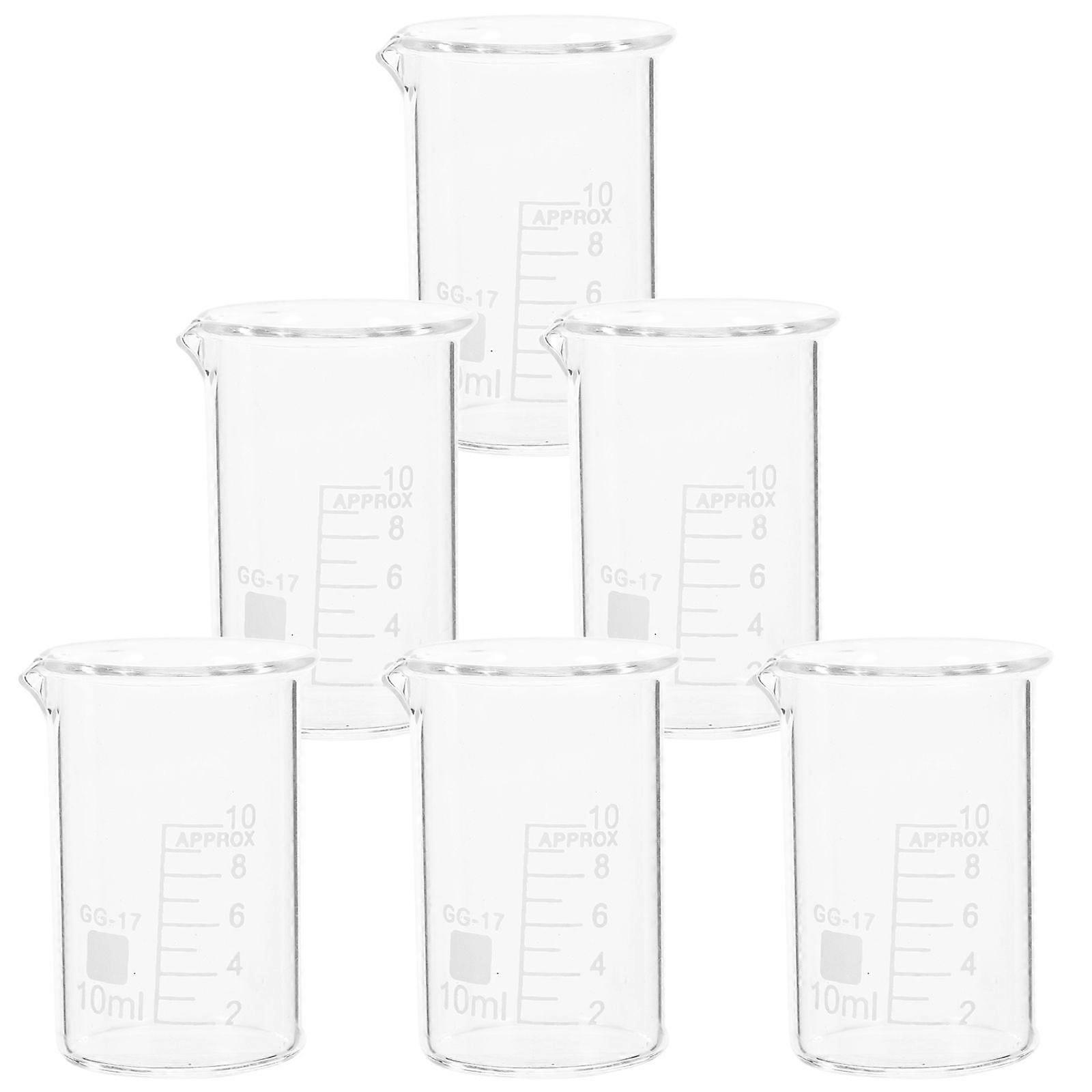 6pcs Glass Measuring Beakers Chemistry Glass Beakers Laboratory Beakers Glassware