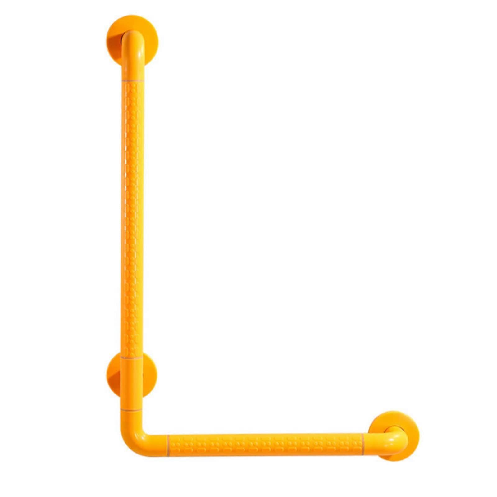 Bathroom Grab Rails, 68Cm L-Shaped Shower Safety Grab Bar, Anti-Slip Tub Handrail for Elderly and Disabled, Yellow