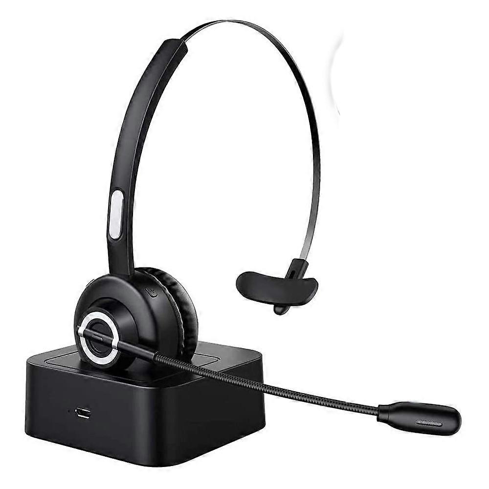 Bluetooth headset with microphone, PC headset with AI noise reduction, wireless headset with charging station for call centers, computers, cell