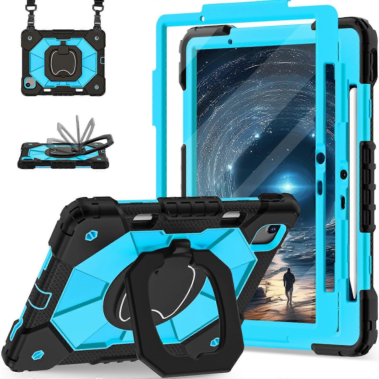 Case for iPad Air 11 Inch M3 / M2 (/), Cover with Screen Protector, Black Blue
