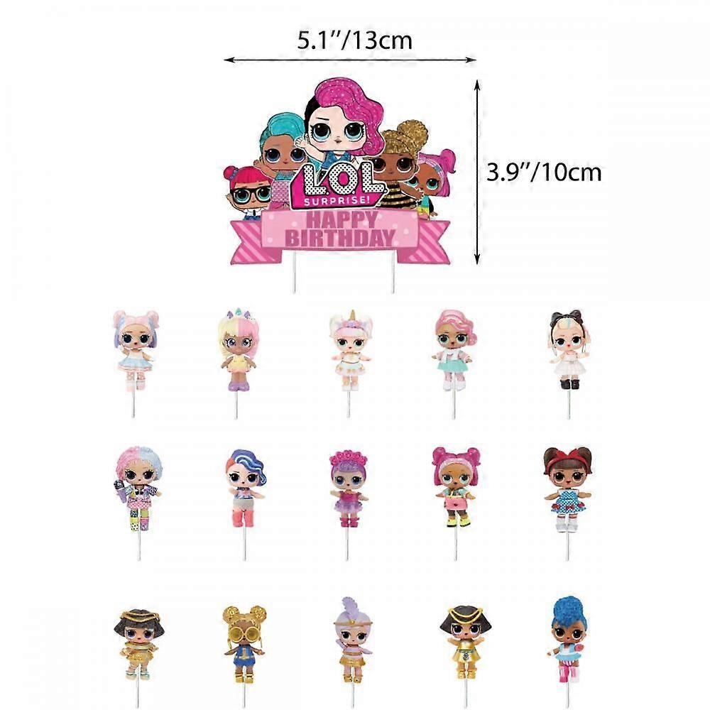 Doll theme Party Decorations Include Happy Birthday Cake Topper