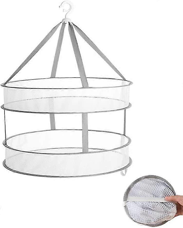 Clothes Drying Rack 2-tier Folded 24 Inch (grey)