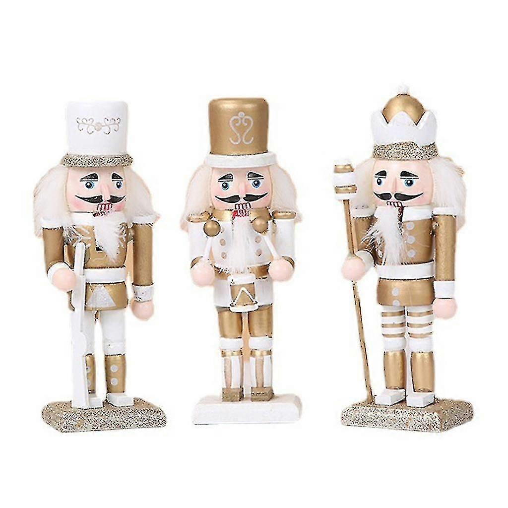 3pcs/set Wooden Nutcracker Figurine King Nutcrackers Christmas Party Ornament