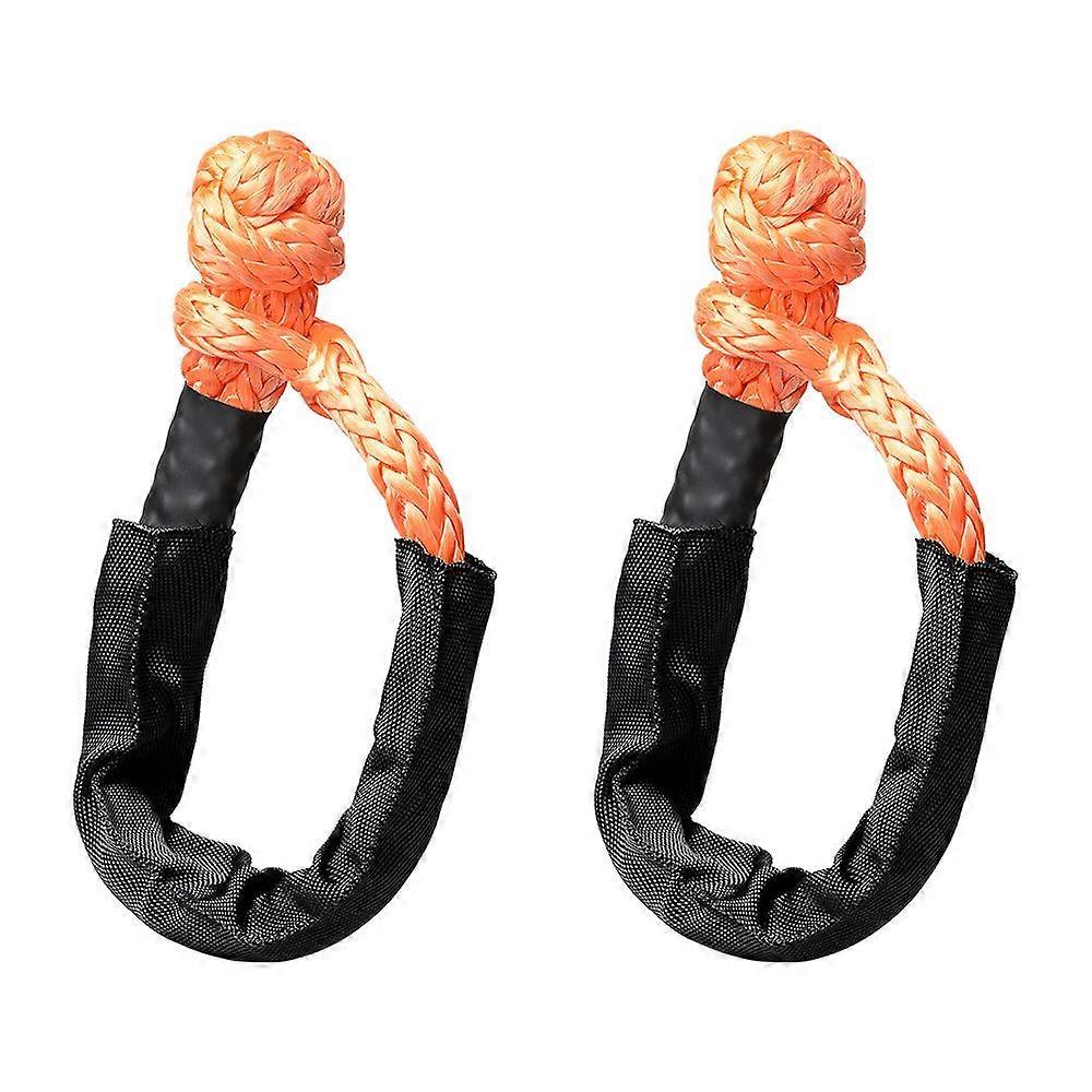 Soft Shackle Rope Set 2pcs 1/2" SK75 UHMWPE Protective Sleeve 38,000LB Max Breaking WLL 15,000LB 7.5 Tons Orange