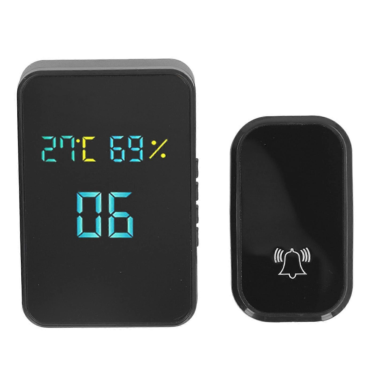 Wireless Self-Powered Doorbell Kit - 38 Melodies, Digital Display, Easy Install, 100M Range