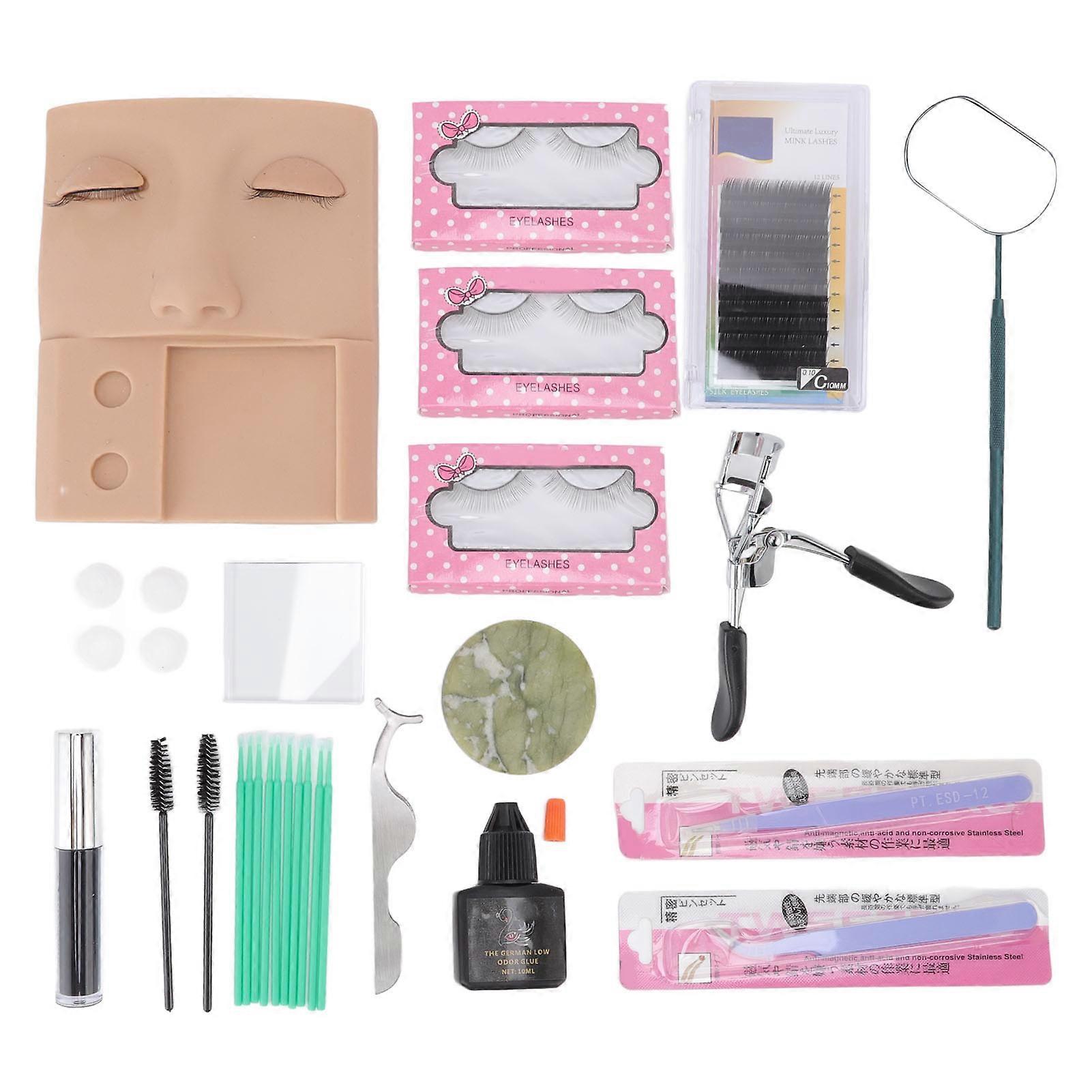 3 in 1 Eyelash Extension Kit Mannequin Head False Lashes Grafting Training Set for Makeup