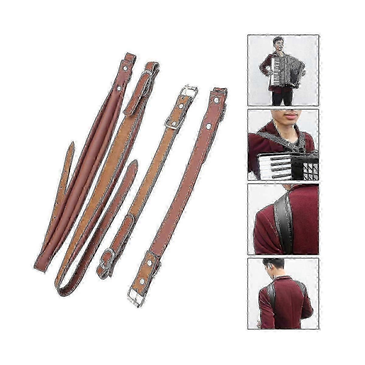 Leather Accordion Strap Waterproof Adjustable 16 Bass-120 Bass Accordion Universal Shoulder Strap (brown)