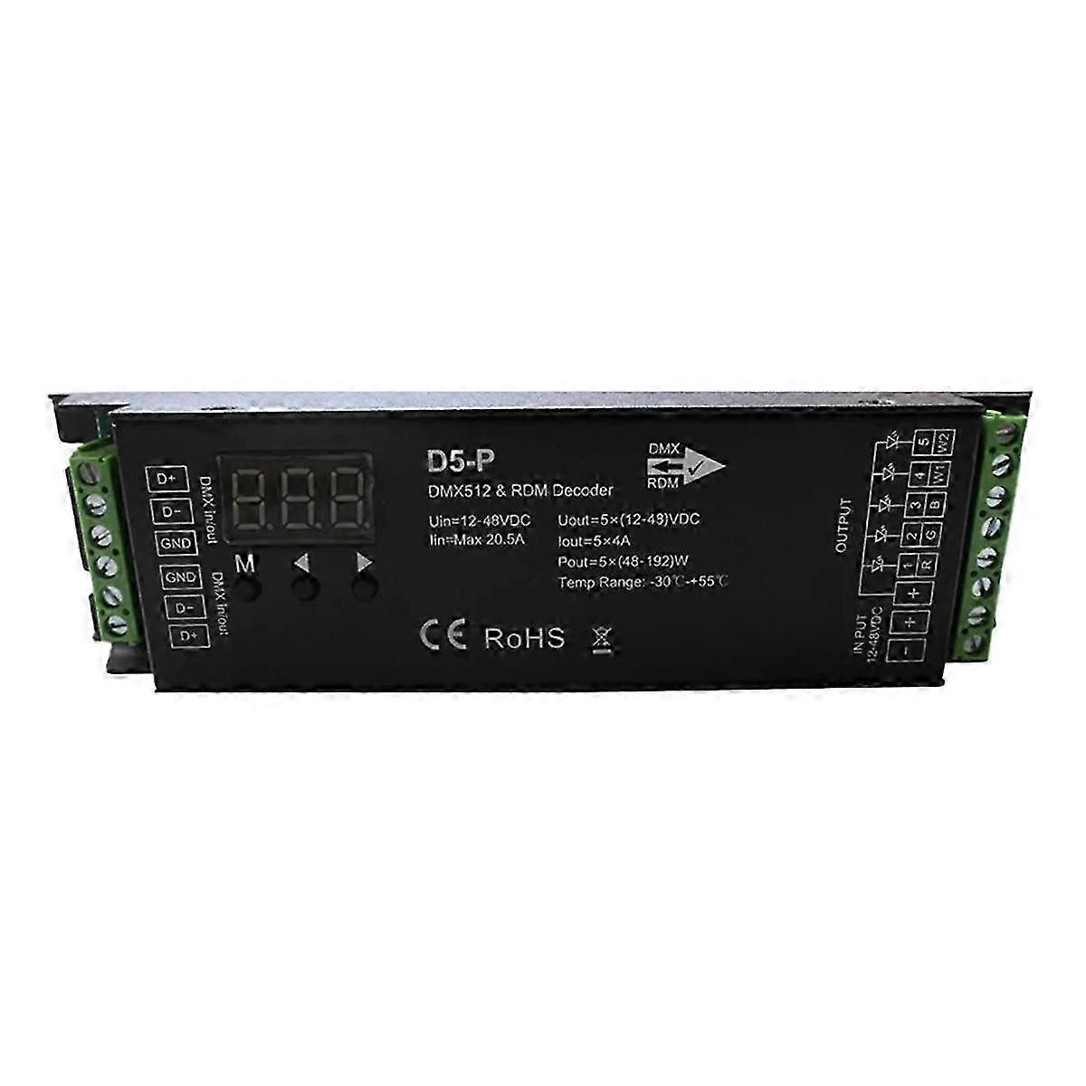 5 Channel DMX Decoder with RDM Digital Display DMX512 Dimmer Driver PWM RGBCCT LED Controller LED M