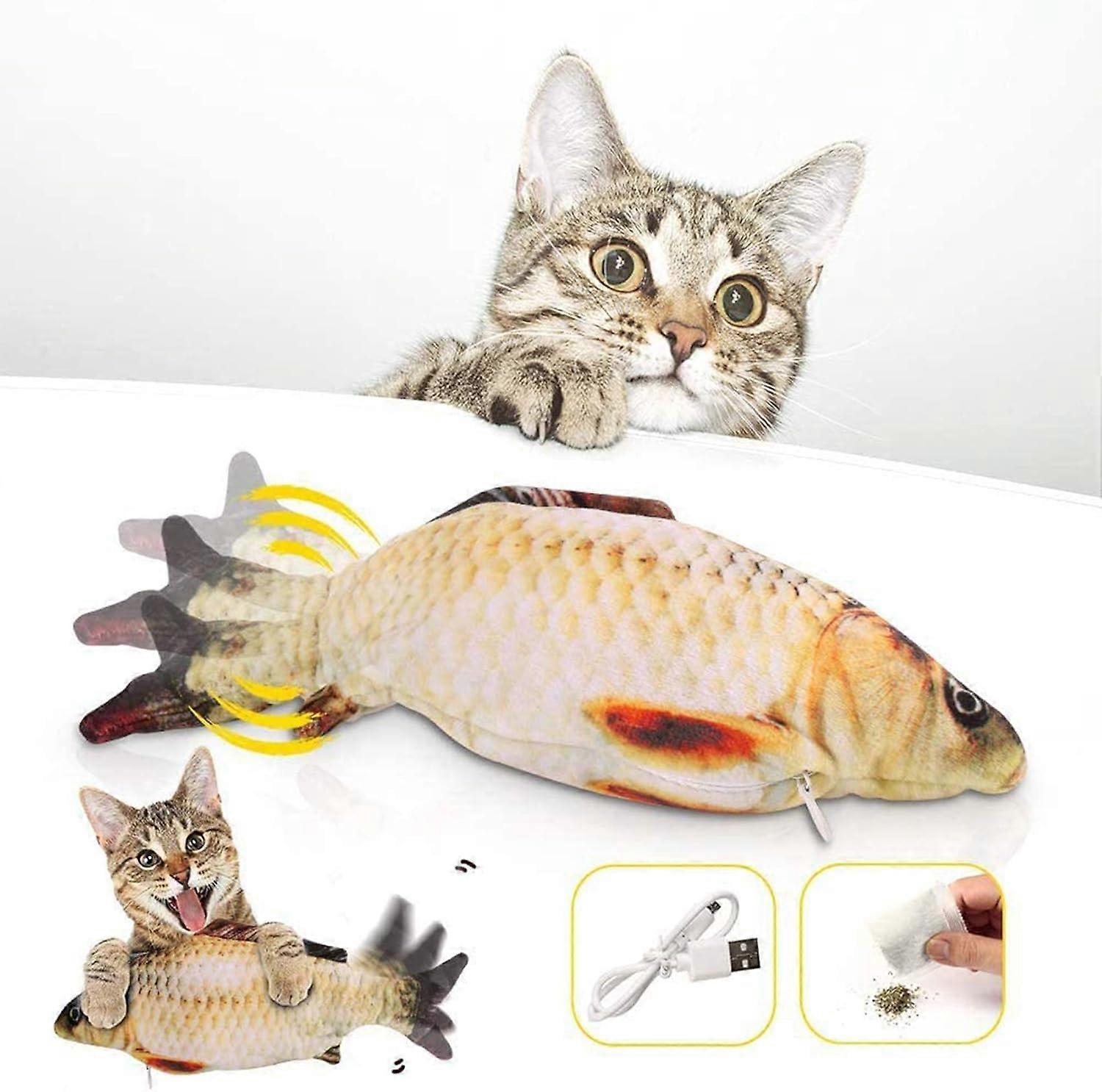 Electric Wriggling Fish Cat Toy Interactive Fish Toyusb Washable