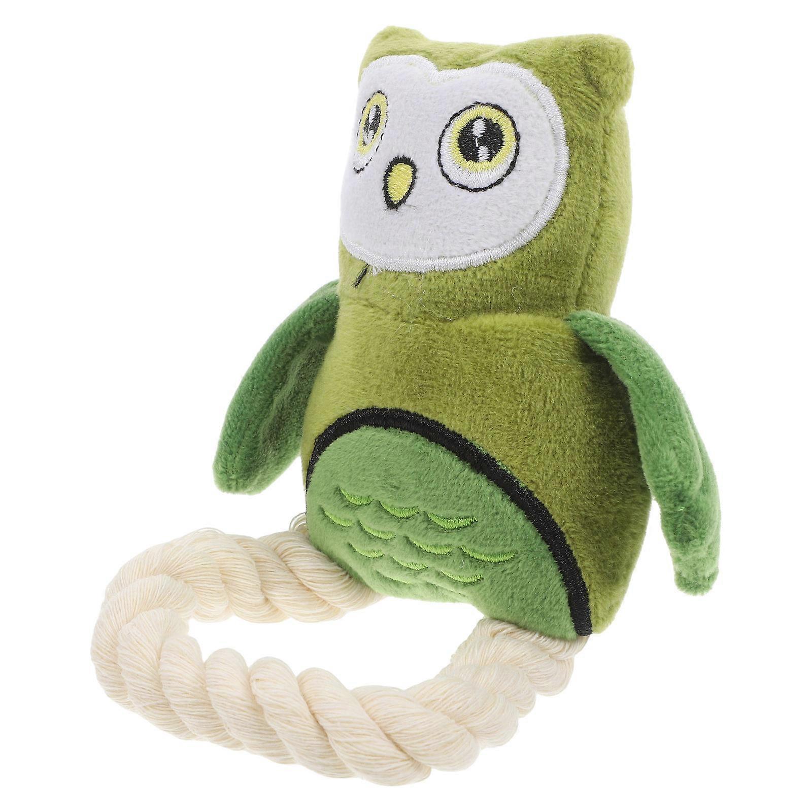 Interactive Plush Dog with Durable Rope Owl Design, Realistic Sounds for Chewing and and Cats