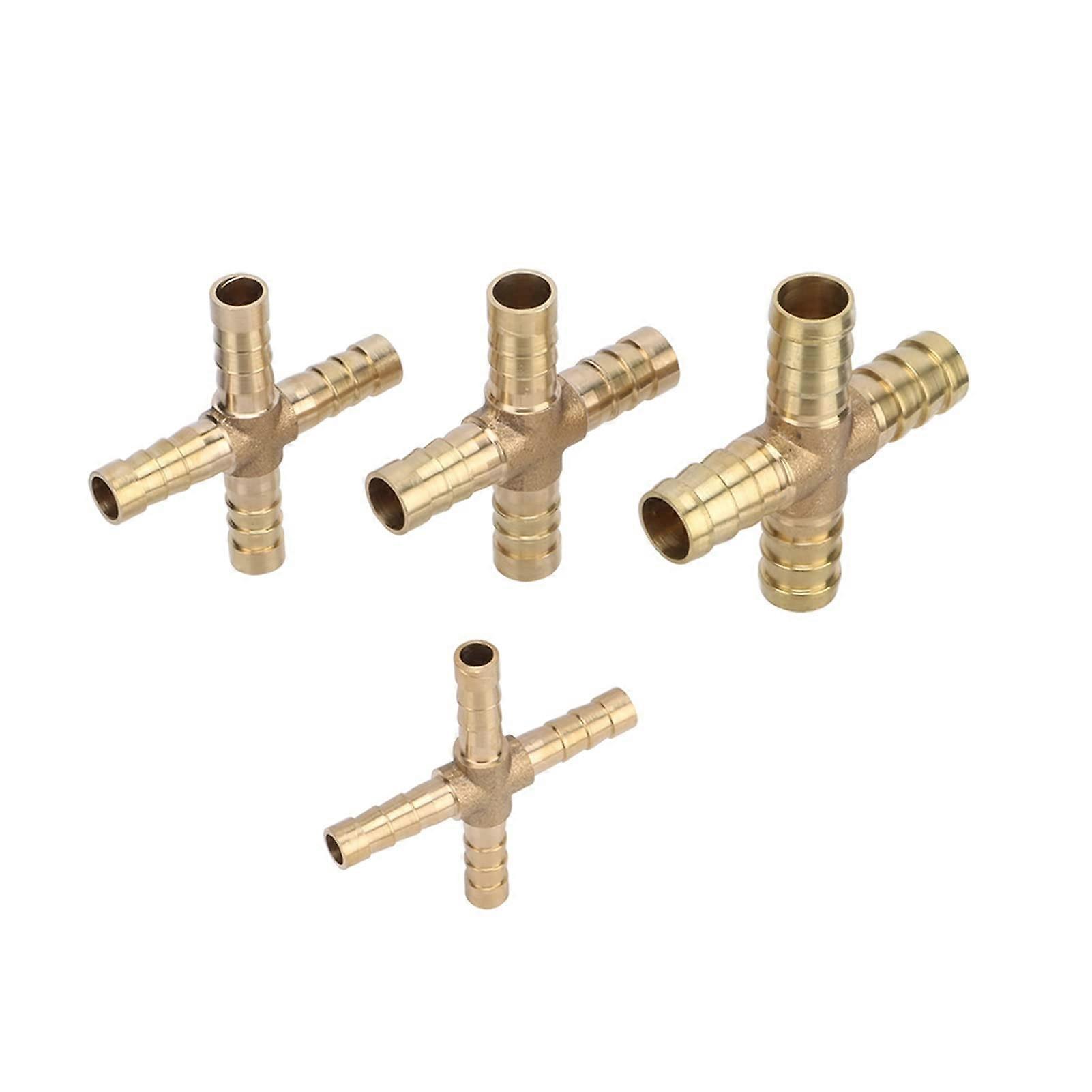 Spray Water Connection Brass Barb Pipe Fitting 4-Way Cross Connector 12mm Inner Diameter for Garden Irrigation
