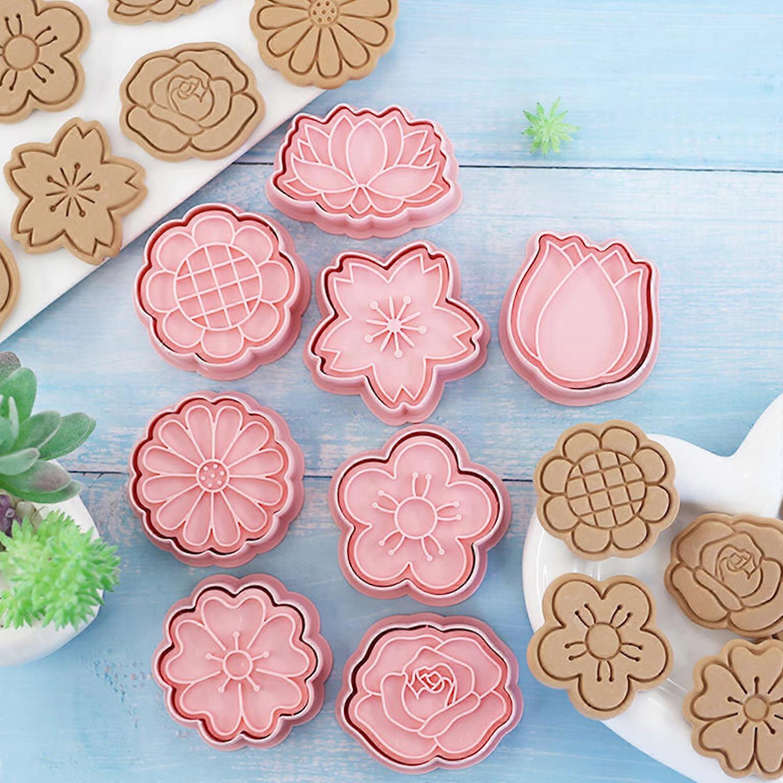 PP Material 3D Pressable Biscuit Cutters Set Cookie Mould Gift for Baking Lovers