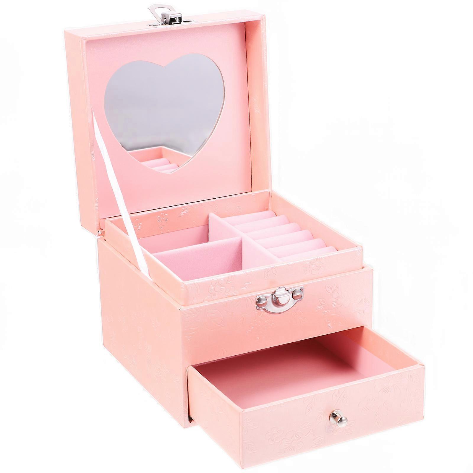 蓋付き多機能ジュエリーオーガナイザー – 指輪、ネックレス、イヤリング用のコンパクトな収納ボックス、家庭とバレンタインデーの装飾デザイン