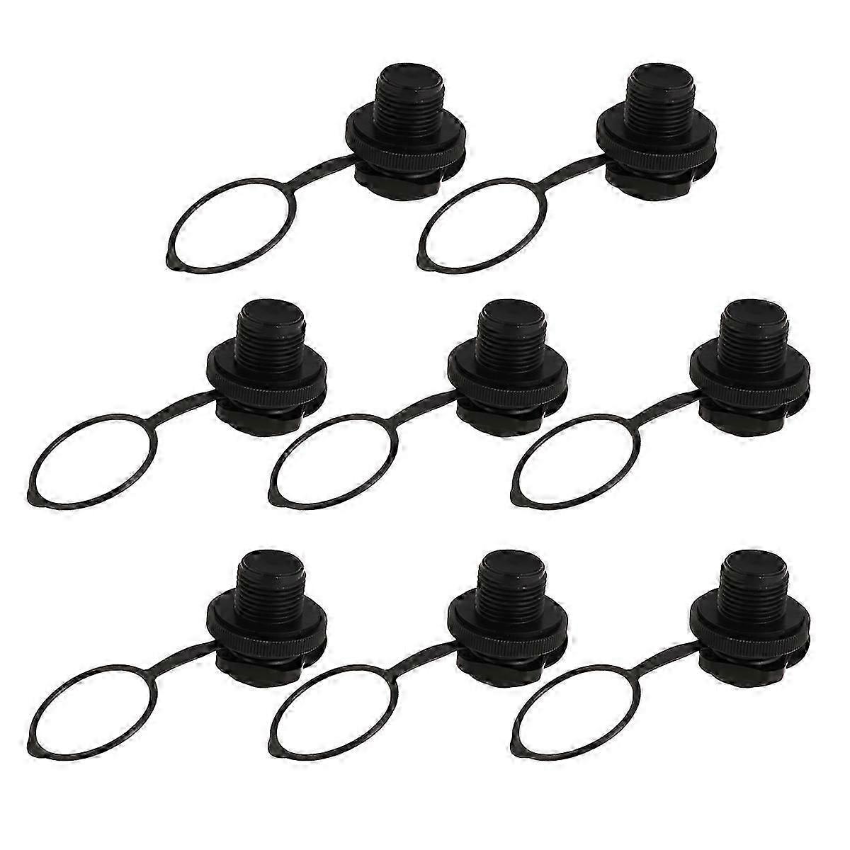 8pcs TPU Boston Nozzle One-way Octagonal Inflatable Boat 2-in-1 Screw Nozzle for Inflatable Boat Rubber Kayak Tender Raft Mattress Airbed 22mm (Black)