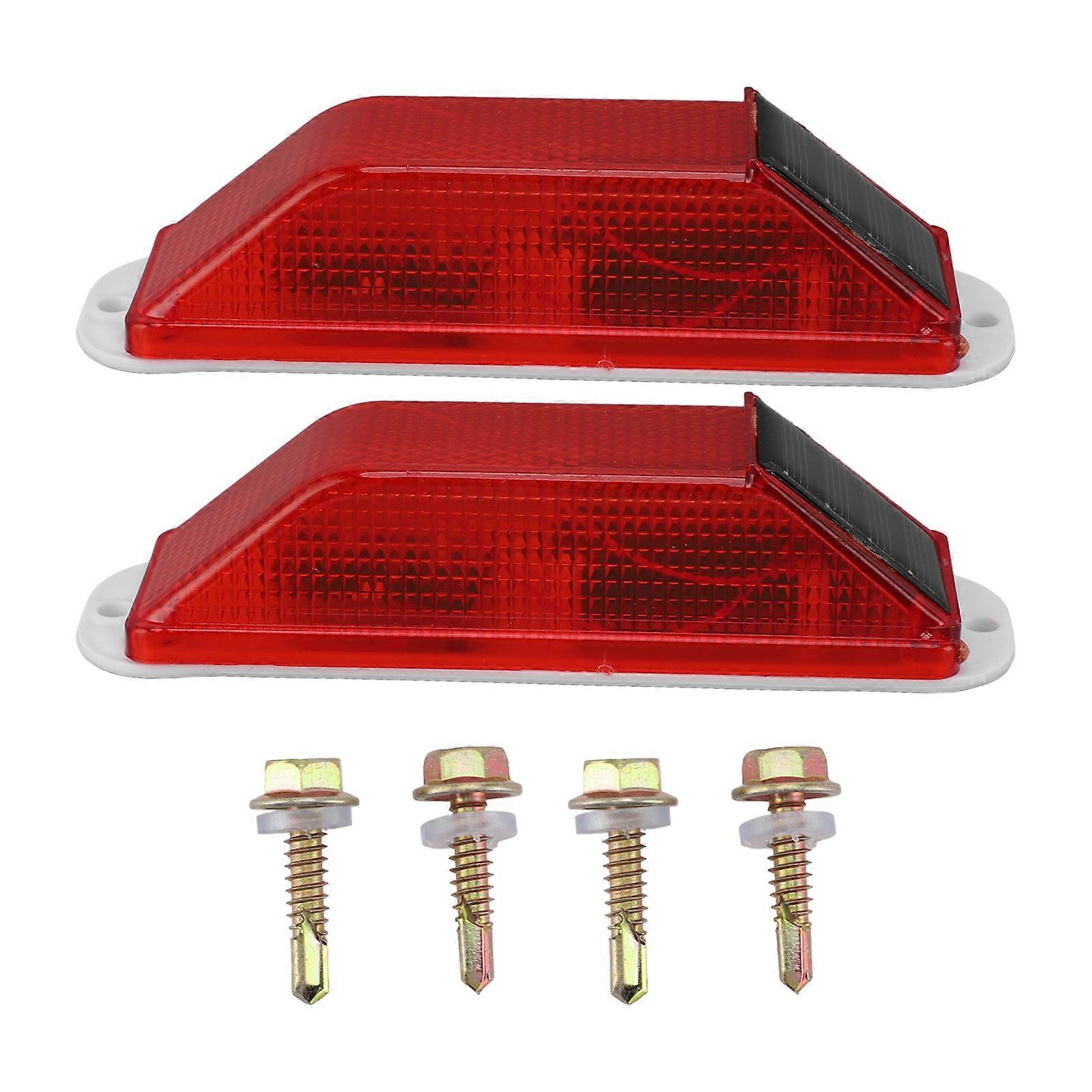 2pcs Solar Strobe Warning Light LED High Bright Waterproof Flashing Beacon with Light Control for Traffic Safety Barricade Construction