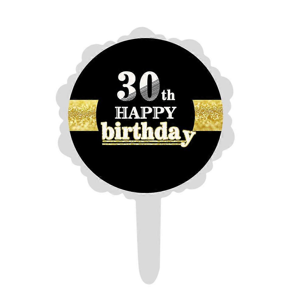 شيك كيك توبر 30th عيد ميلاد حفلة زينة جذابة شكل جذاب مع 30 كلمات 11.5 × 6.5 × 0.1 سم ورقة سوداء 12 قطعة