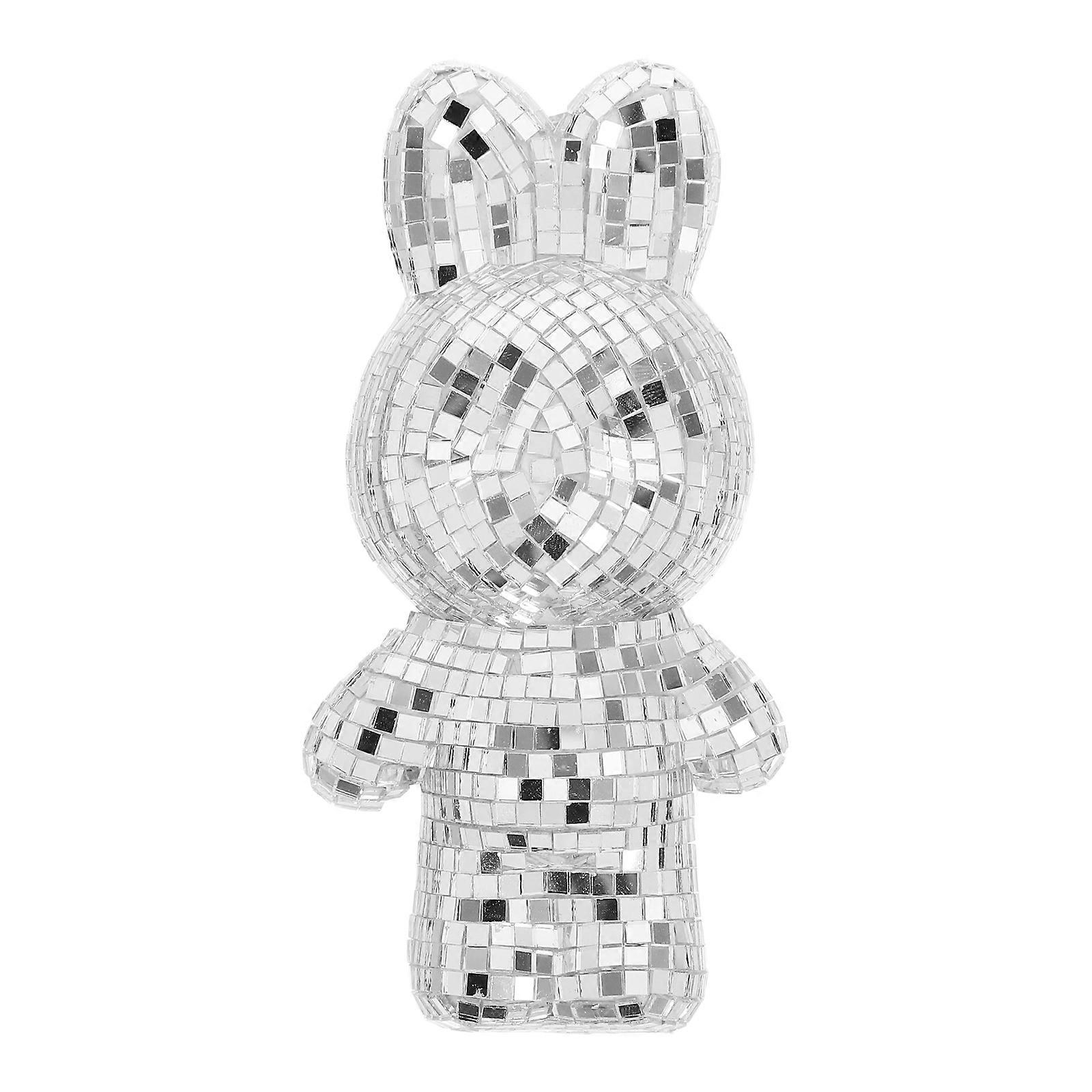 Bunny Design Disco Ball Ornament for Easter and Parties Reflective Mirror Decoration for Tables