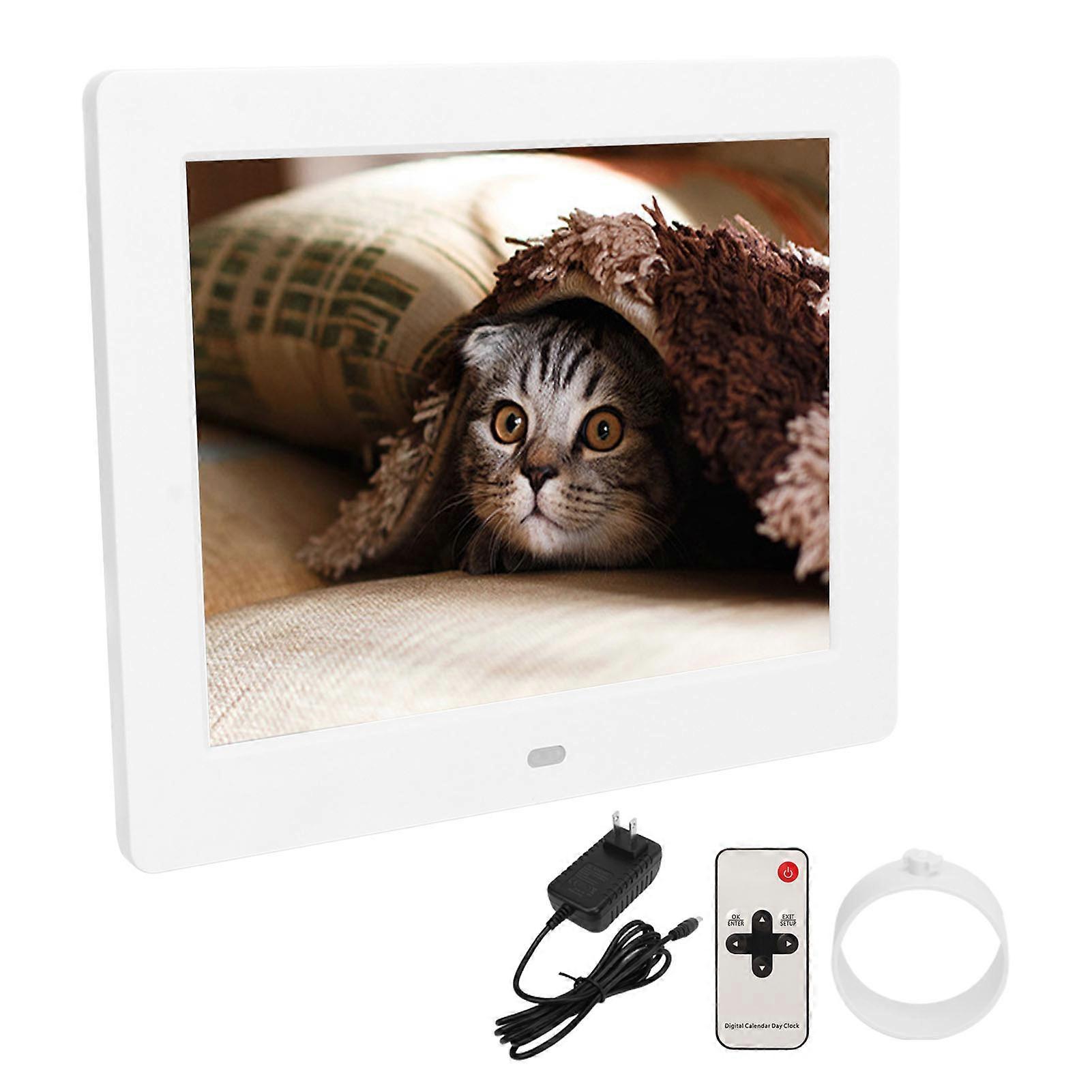 8" Digital Photo Frame, IPS HD 800x600, Stereo Sound, Remote, Clock, US Plug