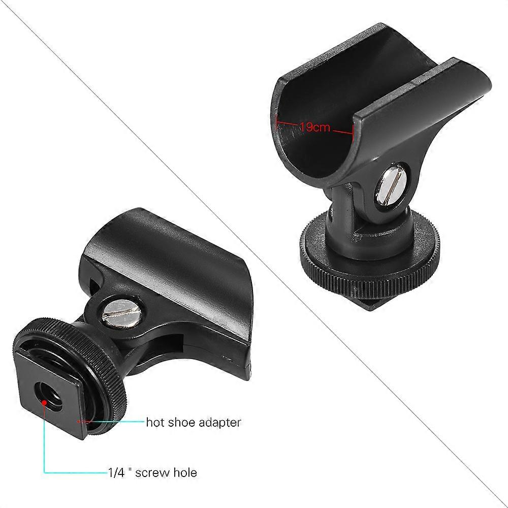 Andoer 19mm Mic Holder Clip with Hot Shoe & 1/4" Screw for DSLR Camera Mounting