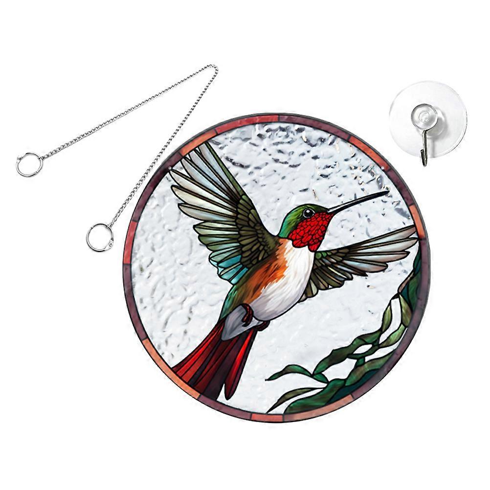 1 Set Hummingbird Stained Sun Catcher Pendant Durable Acrylic Hanging Ornament for Wall Decor Cheerful Party Decoration Commemorative