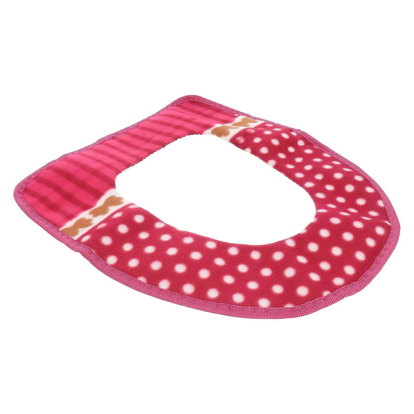 Wärmender WC-Sitzbezug Waschbar Buntes Design WC-Sitz Rot 36x43,5cm 1Set