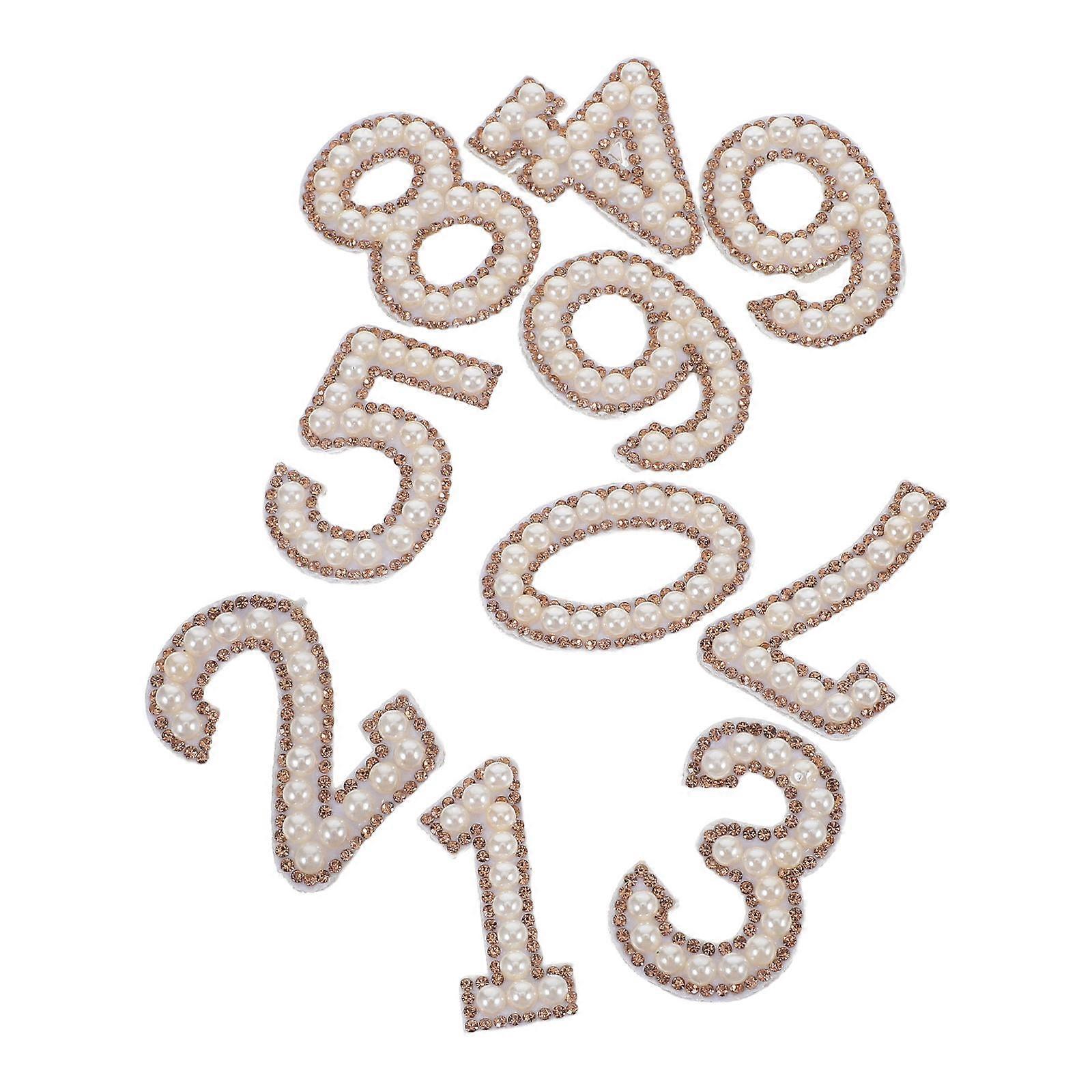 Iron on Rhinestone Number Patches 10Pcs Multi Fabric -on Application for Decoration