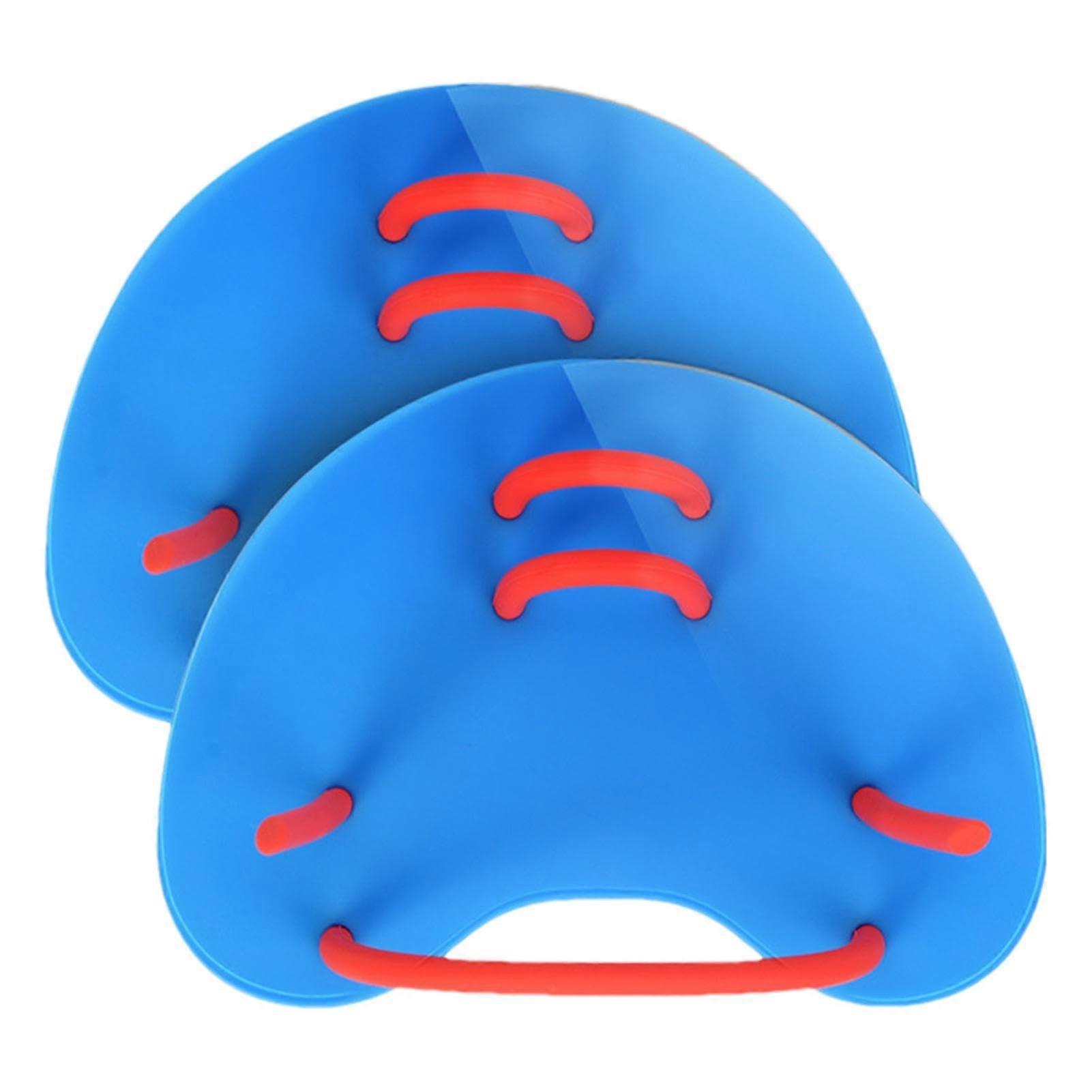 Swimming Paddles, 1 Pair Round Swimming Hand F, with Adjustable Straps, Blue